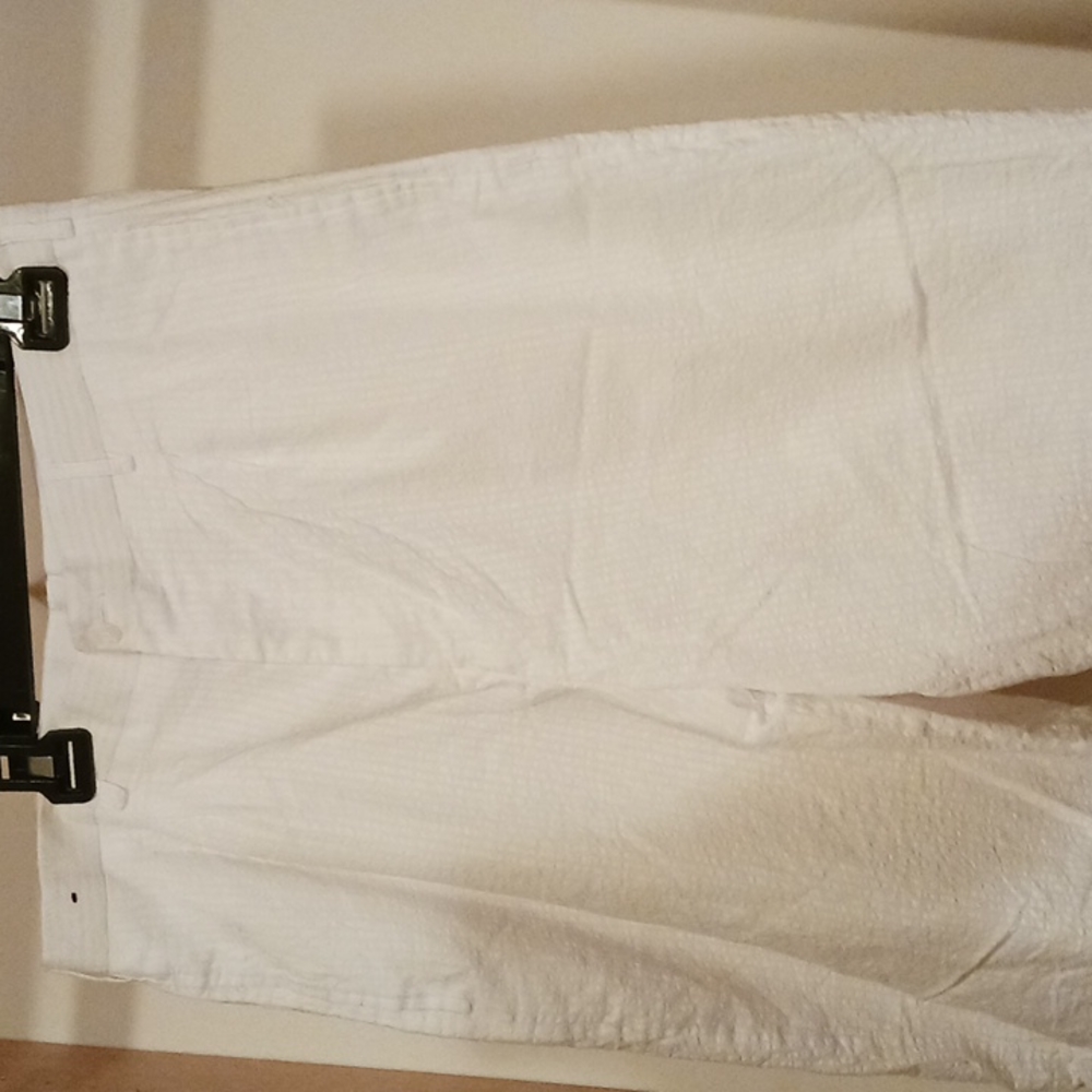 Trust White Seersucker Pleated 10" Shorts Size 36